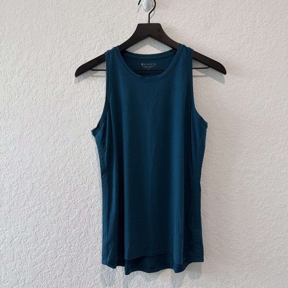 Athleta Dark Teal Lyocell Blend Athletic Tank Women's Small Petite Outdoor Hike